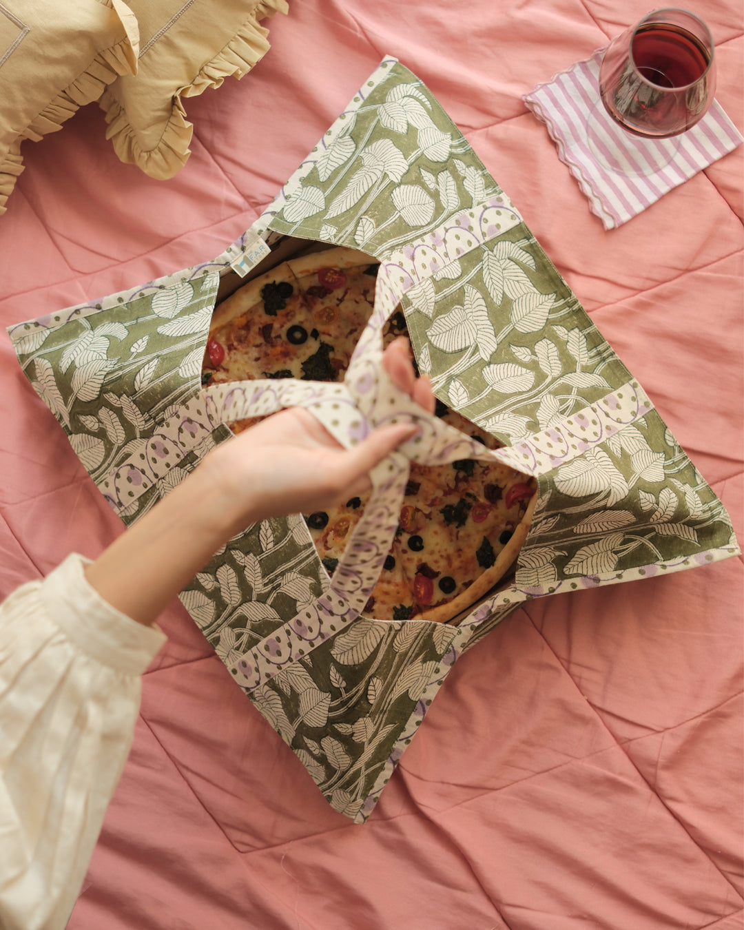 Set of 3 - Nature's Canvas Green Pie Bags