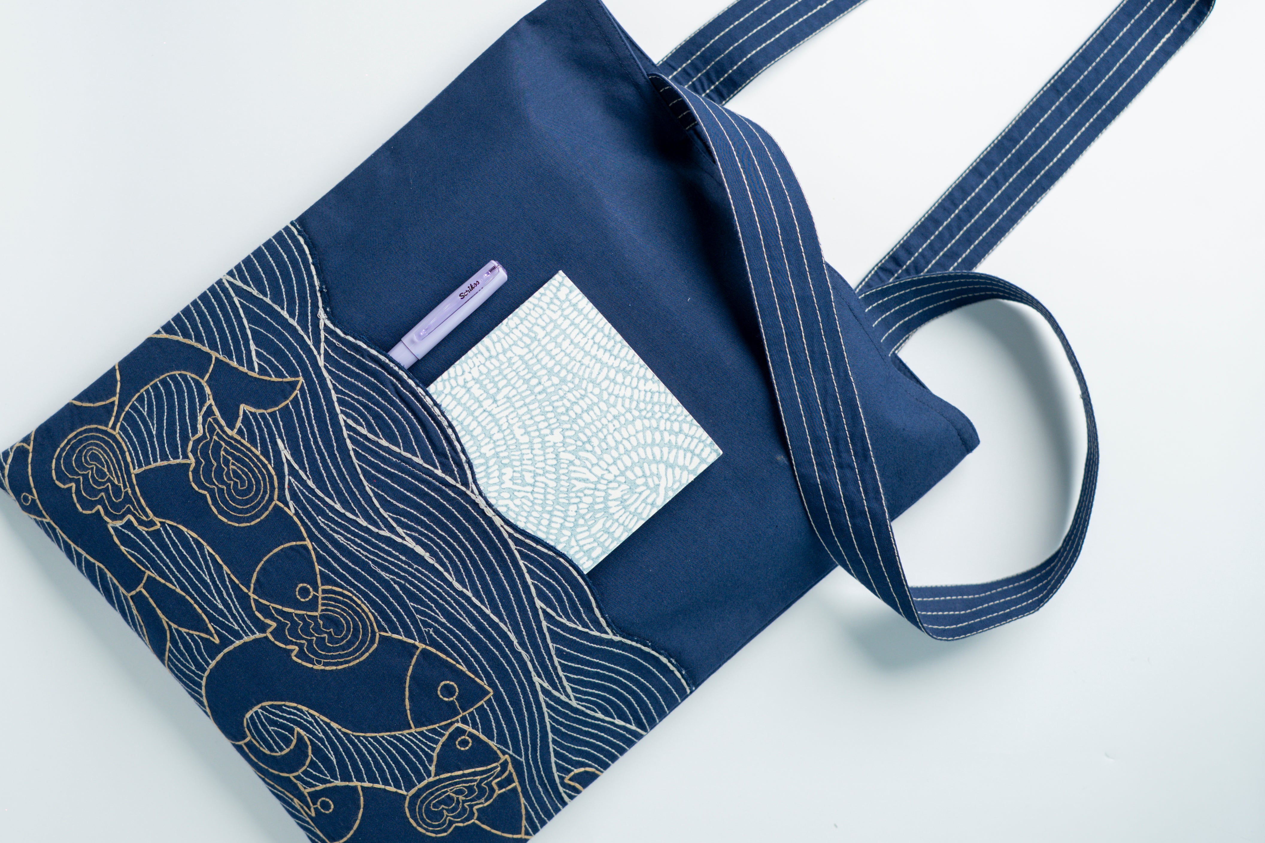 Gond Machli Blue Tote Bag