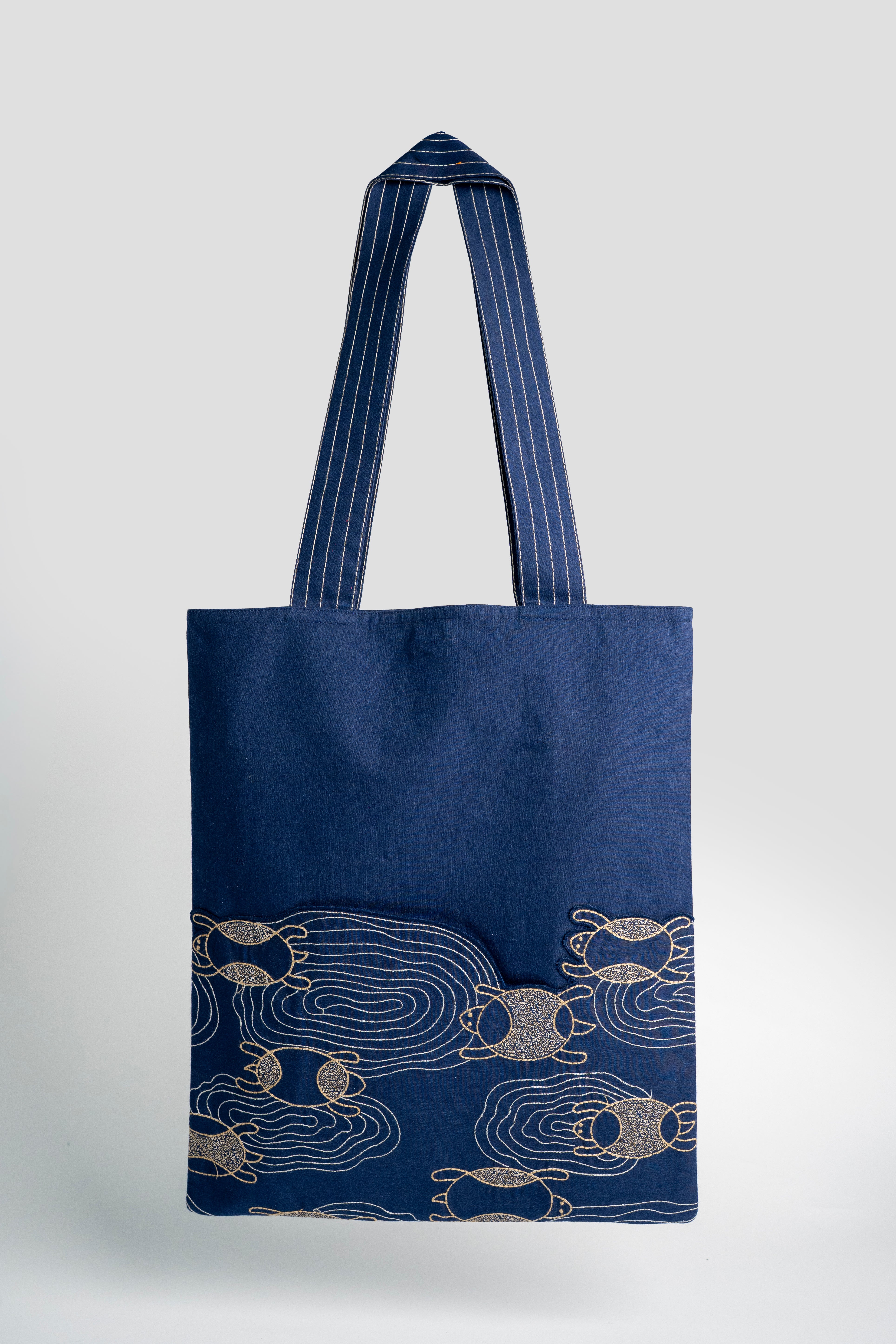 Gond Kachua Blue Tote Bag
