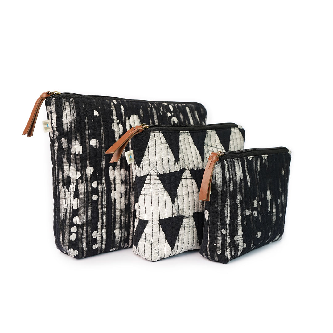 Set of 3 - Dark Fantasy Stripes Toiletry Pouches