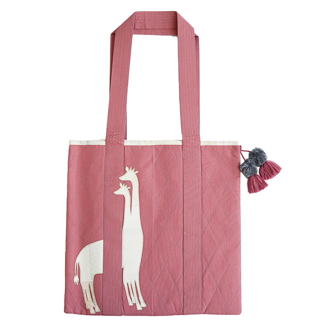 Gond Folk Giraffe - Pink Laptop Tote
