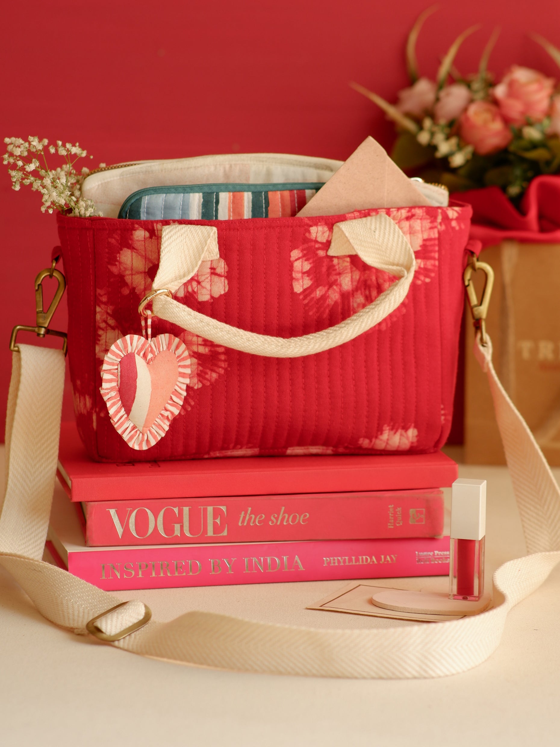 Crimson Flora Mini Tote