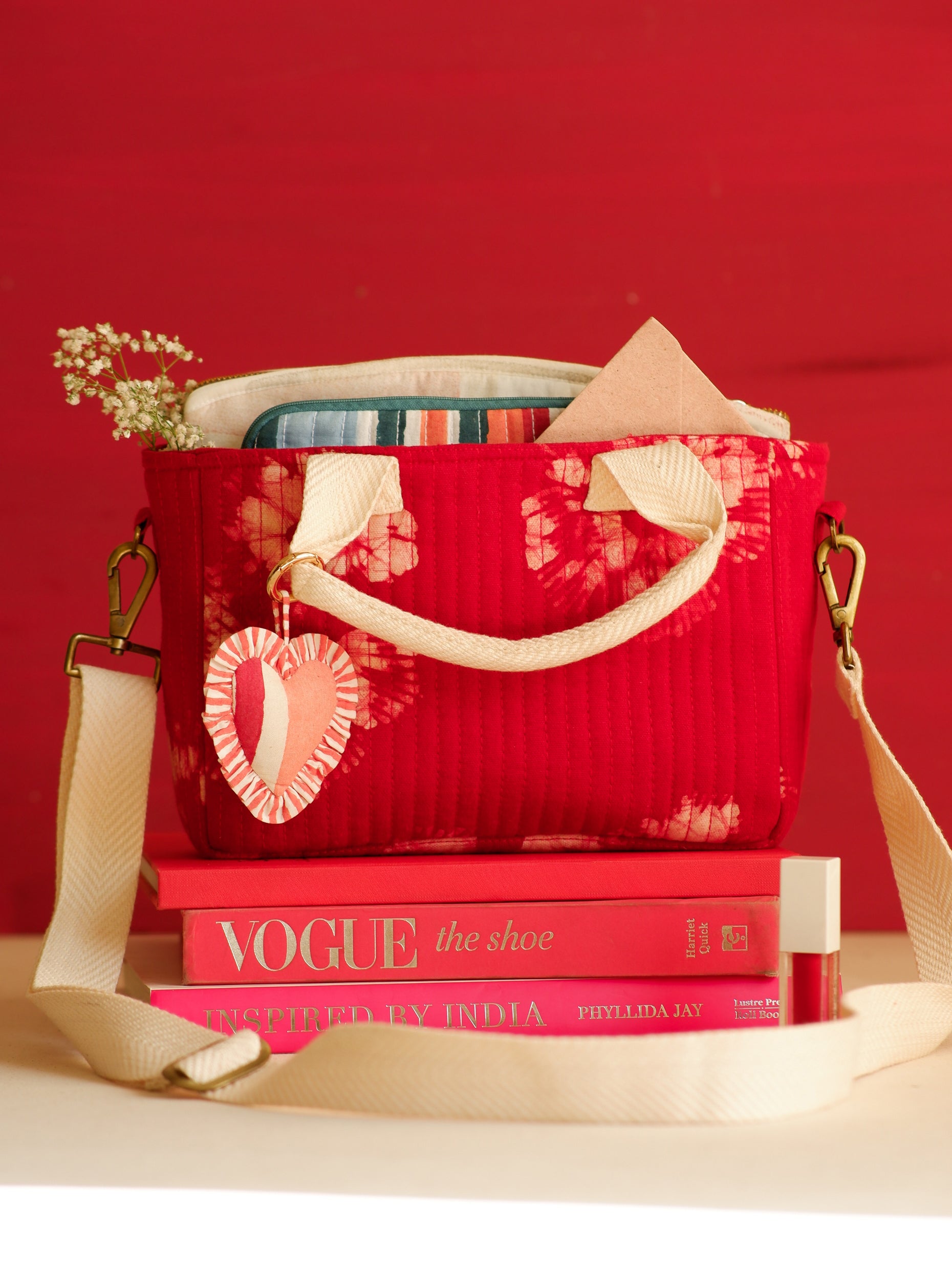 Crimson Flora Mini Tote