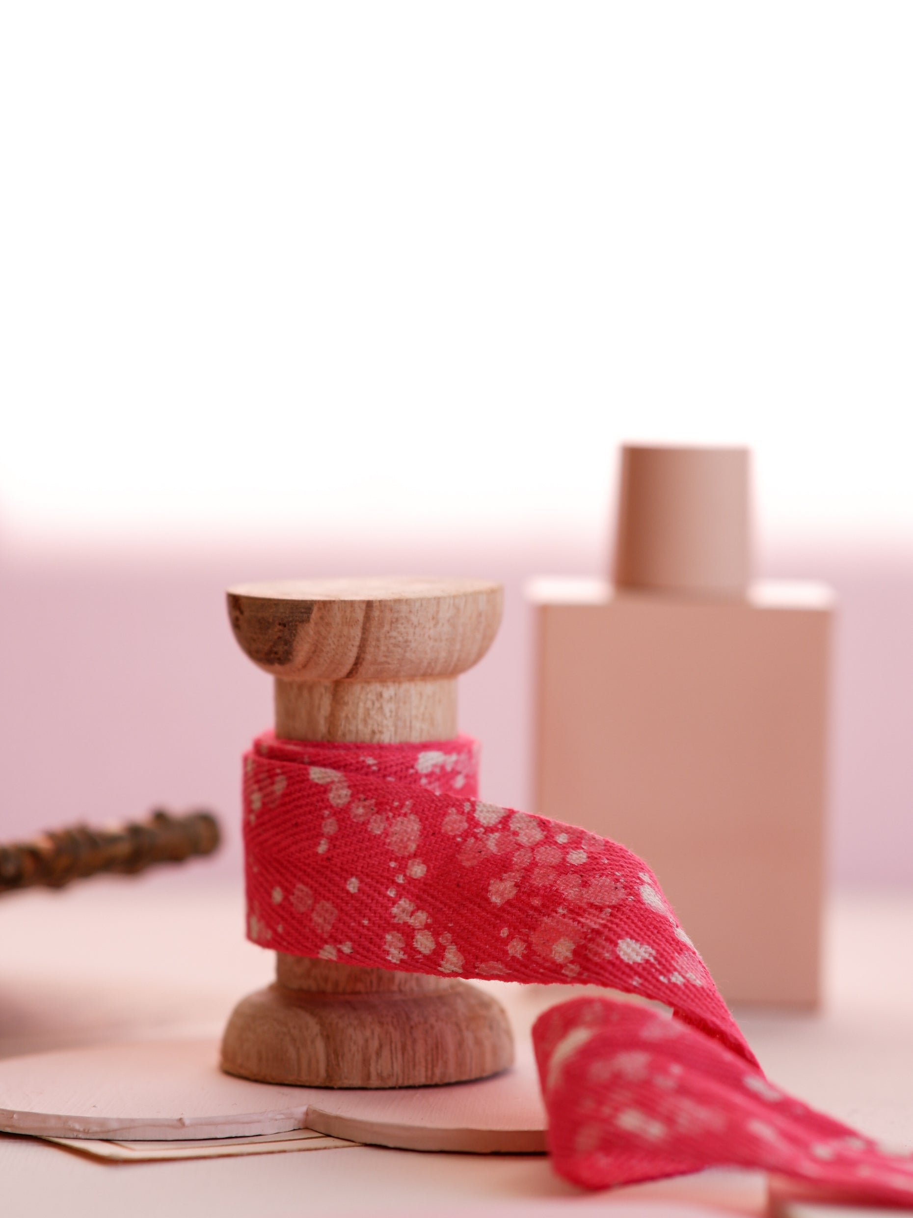 Pink Stipples - 1" Fabric Gift Ribbon