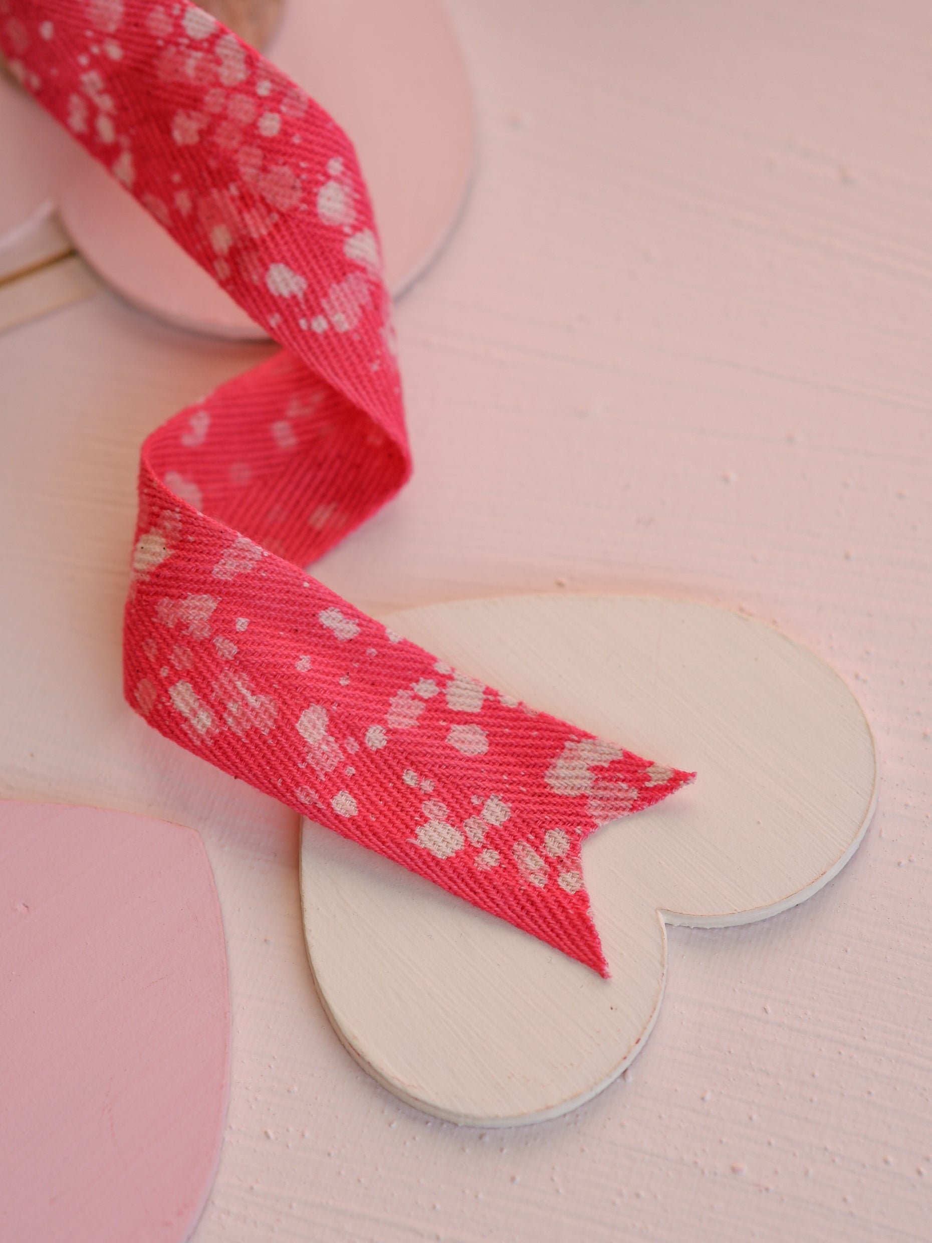Pink Stipples - 1" Fabric Gift Ribbon
